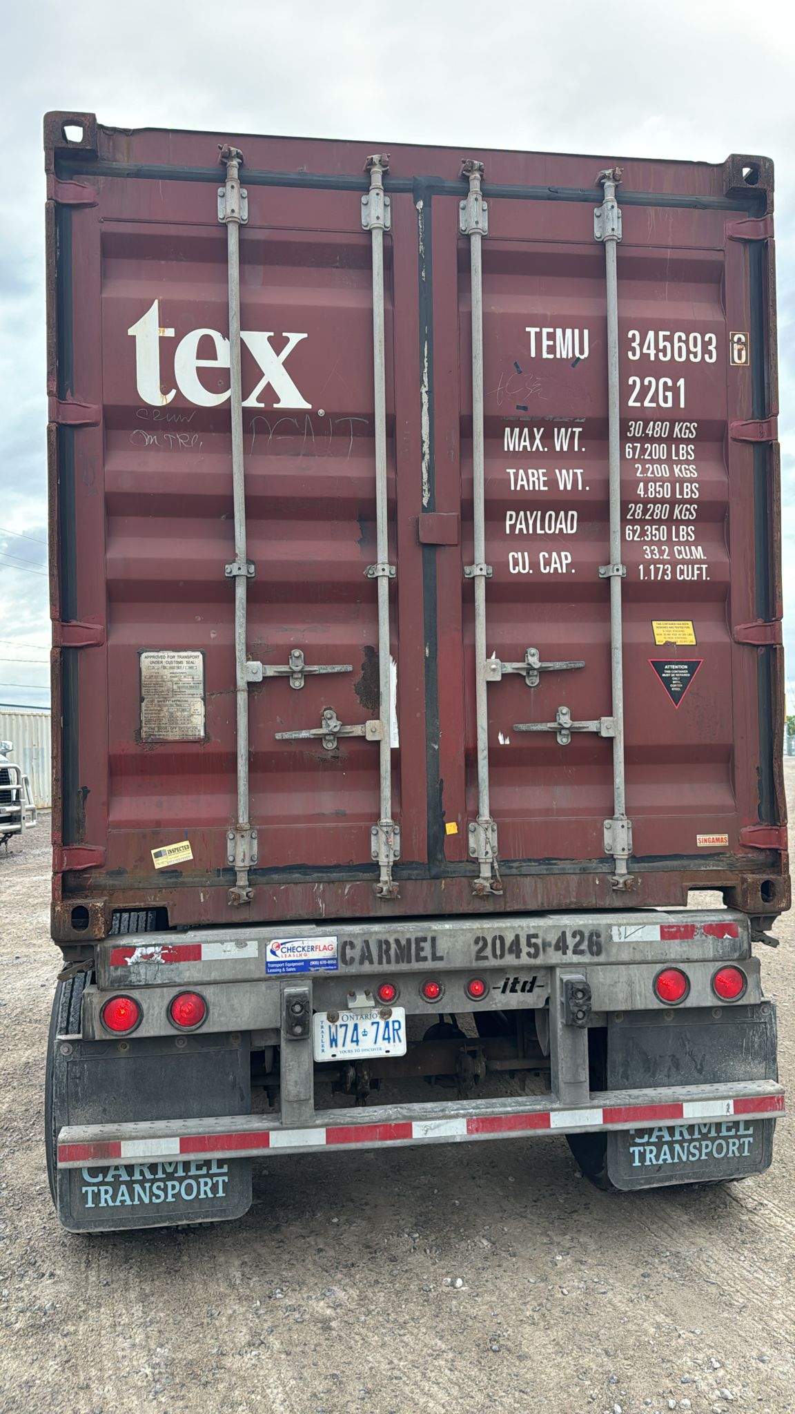 TEMU3456936 - 20' Used Container (BURLINGTON)